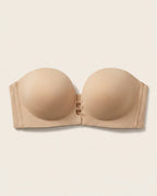 Salda strapless bra on a plain off-white background
