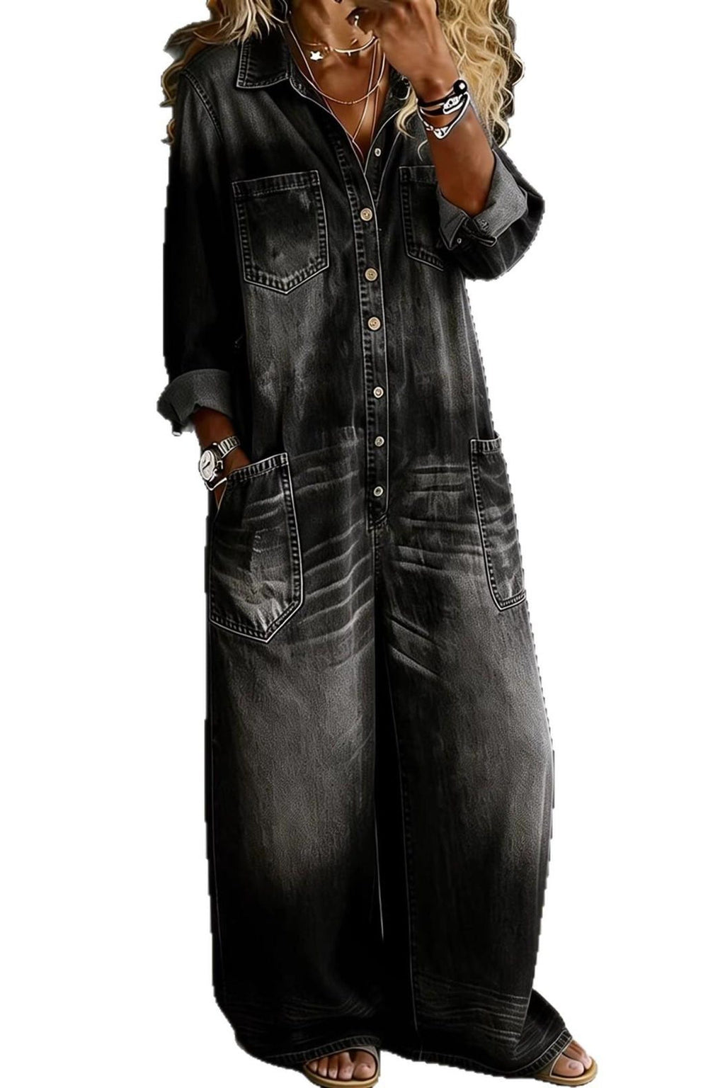Salerno denim jumpsuit in black