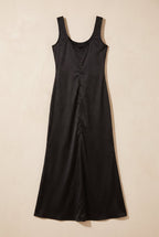 Sera satin gown in black, catalog hero